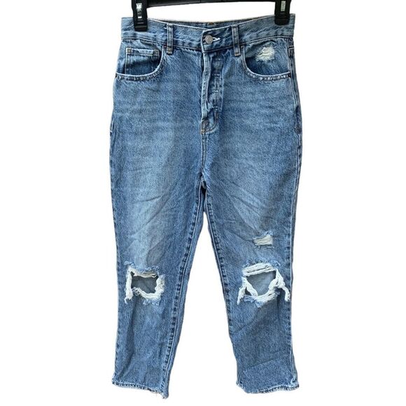 PacSun High Rise Straight Destroyed Distressed Jeans Raw Hem size 26 - Picture 1 of 16